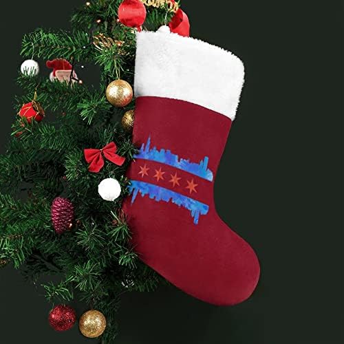 Chicago Flag Božić viseći čarapa Slatka Santa čarapa za ukrašavanje Xmas Tree Ornamenti Pokloni