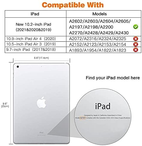 Moko iPad 10.2 Slučaj za iPad 9. / 8. / 7. generacija 2021/2020/2019, prozirna tvrdi PC Back + iPad 10,2