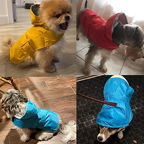 Becnbeau Dog Raincoat Vodootporna kućna odjeća kišna jakna Poncho kiša s kapuljačom dvoslojnog sloja pamučna obloga povodana rupa podesiva za srednje pse, plava, xxxl