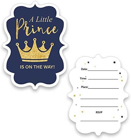 Mali princ za bebe s tušem kruna u obliku poziva - mornarička dječaka za tuširanje dječaka Stranačke pozivnice sa kovertama