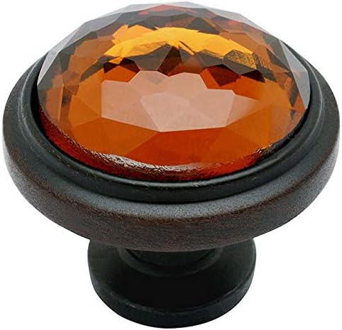 COSMA 5317ORB - ulje trljanje brončanog ormara Hardver Okrugli gumb sa amber staklom - 1-1 / 4 prečnika
