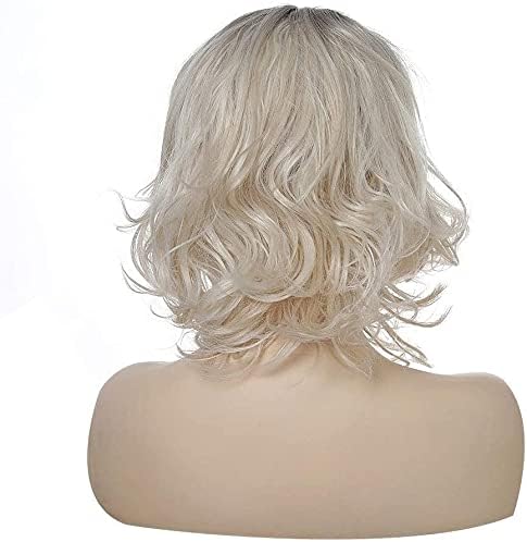 Xzgden perika za zamjenu kose, perike perika ženska Gradijentna valovita kratka kovrčava visokotemperaturna svilena kosa simulacija modna perika Zlatna, pastelna valovita perika