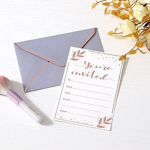 Pozivnice od ružičastog zlata sa kovertama - 36 PK ravna kartica bez preklopa - 4x6 pozivnice za vjenčanje