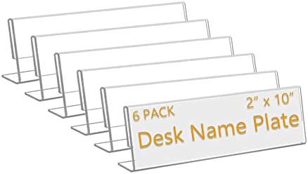 6 pakovanje 10 Š x 2 H akrilne kancelarijske ploče nazivne oznake za stolove, horizontalni kosi držač prozirnih znakova za stol za prikaz stola