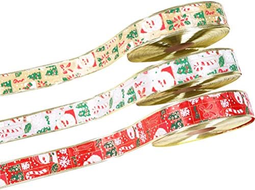 Abaodam 3 Rolls 5cm Božić paket Ribbon Premium svjetlucave Božić vijenac uzorak Riband za Božićnu zabavu zanati