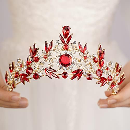 wekicici Wekicici barokna plava Kristalna tijara Lisna Rhinetsone kraljica kruna mladenke za glavu vjenčana