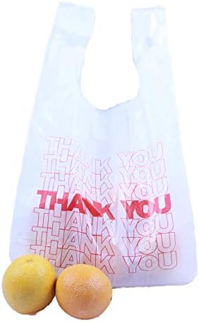 R Noble Thank You višekratna jednokratna trgovina plastične torbe za majice, 600 Count, 1/6, 12 X 6.5 X 21, 15mic