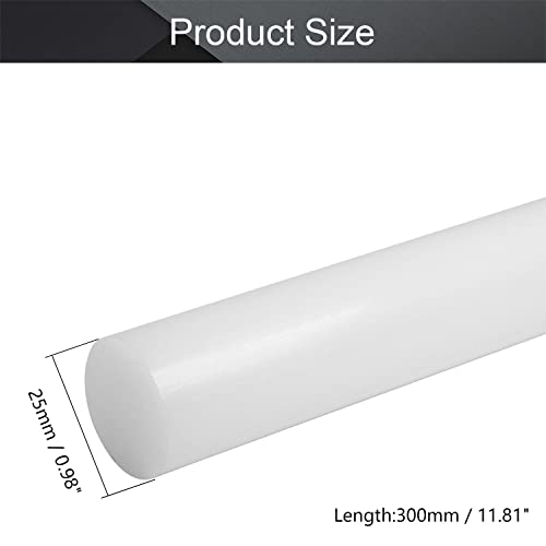 Othmro 3kom PE plastične okrugle šipke štap 25mm vanjski prečnik 0,3 m Dužina PE šipke plastične okrugle šipke plastične šipke okrugle plastične šipke za strukturalne i arhitektonske modele Izrada DIY bijele