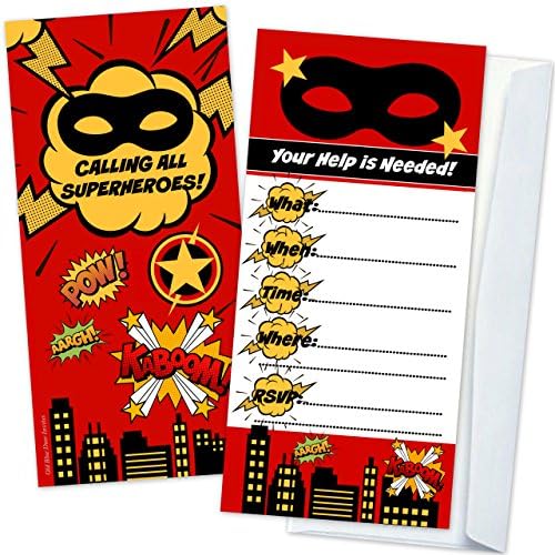 Pozivi za rođendan Superheroj djece - Super Hero Party Supplies - Veliki popunjavanje praznih pozivnica