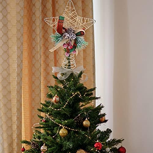 Valiclud Domaći dekor Božićna stabla Zvjezdana kipera CONE Crvena bobica Xmas TreeTing treetop ukras za odmor Sezonski ukras za božićne ukrase