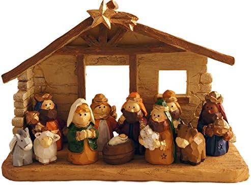 Jedan Holiday Way 6-inčni minijaturni rustikalni djecu Božić jaslica scena sa Creche, Set 12 brojke-mali Mini dekorativni vjerske figurice Christian stolnom stolu ured ili Home Decor