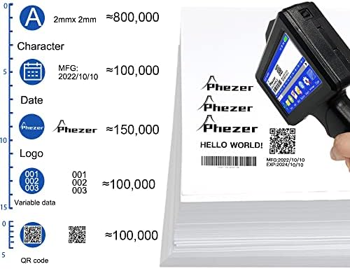 Phezer ručni Inkjet štampač za bilo koju površinu,lagana i prenosiva mašina za svestrano kodiranje od 360 stepeni za maloprodajni Datum/vreme / bar kod/QR kod/Logo/etiketa, sa kertridžom
