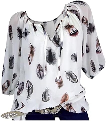 Majica Labavi ljetni ispisani rukav na vrhu ženske slobodno vrijeme V-izrez ženska bluza ženske majice