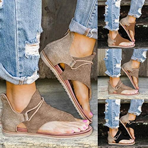 Aihou ženske sandale veličine 12 Ženske otvorene ploče s ravnim sandalama Summer casual rimske kopče Sandale