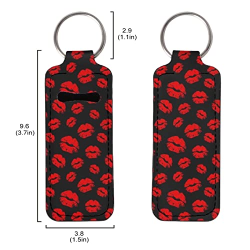 Biyejit Red Lips Pattern Chapstick Holder Keychains ruž za usne Holder Keychains clip-on rukav