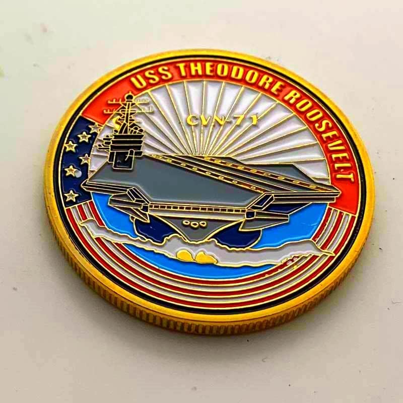 Američka mornarica CVN - 17 nosač aviona pozlaćena kolekcija medalja Roosevelt nosač aviona Zlatni