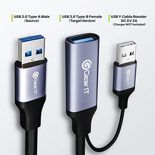 GearIT USB 3.0 aktivni Produžni kabl a-muški na A-ženski USB repetitor sa pojačivačem signala za Oculus Rift, Quest Link, Xbox 360 Kinect, Playstation, Štampač, Web kamera-65ft