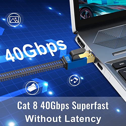 LEKVKM Cat 8 Ethernet kabl 50 FT brzi dugi Internet kabl najlonski pleteni mrežni kabl RJ45 konektori