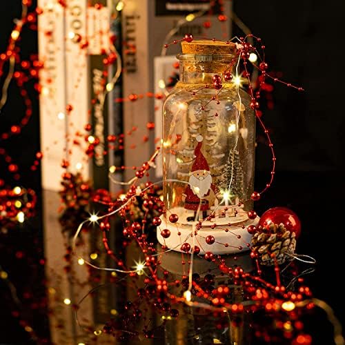 13.12ft božićne ukrase u zatvorenom bobicu Bead Garland String Svjetla - Bateriju Xmas Svjetla 40led za ukrase
