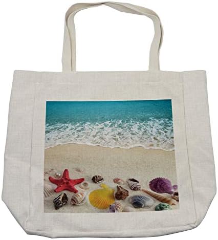 Ambesonne Beach torba za kupovinu, morske školjke na pješčanoj obali Tropical Island Shore Summertime