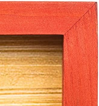 Crveni drveni okvir za slike 11x14 - prirodni rustikalni rubovi od punog drveta, zidni nosač i displej na stolu