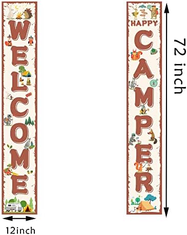 Kamp partijski ukrasi Torch znakovan za vešanje banera - Dobrodošli Happy Camper Adventure