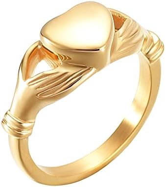 Gimly urn prstenovi prsten za kremaciju srca od nehrđajućeg čelika pepeo držač čuva spomen-urnu prsten za žene za žene