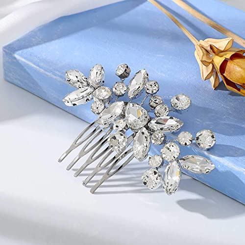 Unicra Bride Wedding Hair češlja srebrni delikatni Opal Kristal Bridal Headpieces Rhinestone Hair Accessories
