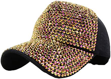 Andongnywell Unisex Rhinestone za bejzbol kapa Golf šešir Podesivi zaštitu od sunca Inlaid dijamantski