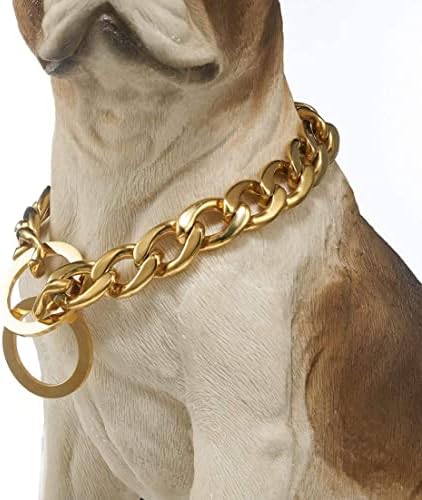 RumyPet zlatni ovratnik za pse Jaki NK P lanac teški od nehrđajućeg čelika za šetnju treninga