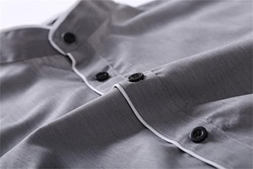 Muške moderske majice dugih rukava Ležerne prilike pune boje zastoj košulje Classic Plain gumb