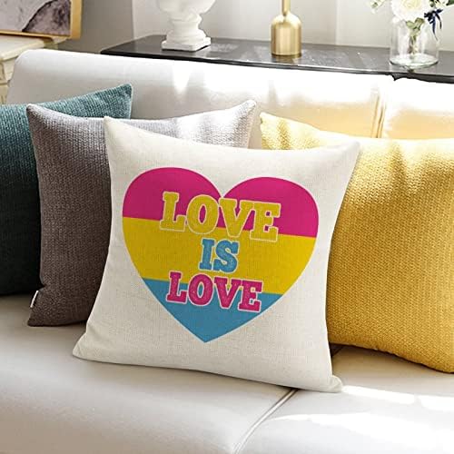 Ljubav je ljubavna heart panseksualna bacač jastuk Romantični jastuk Rodna ravnopravnost LGBTQ gay ponos lezbijski jastuk pokrovite kvadratni dekoratni jastučnice za kućni dekor za sofona dnevna soba 18x18in