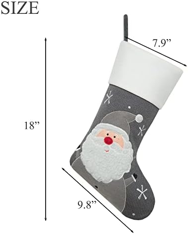 Jiulixiang Sive Božićne čarape Kit 4 Pakovanje pletene Xmas Čarape Viseći čarape sa Santa,