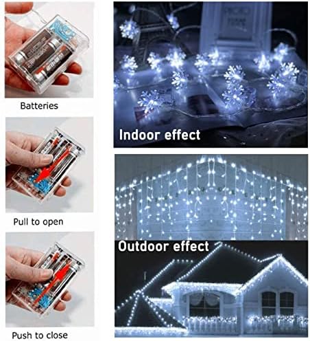 Božić Snowflake string Lights, 20ft 40 LED Fairy Lights Battery Operated Waterproof Twinkle Lighting