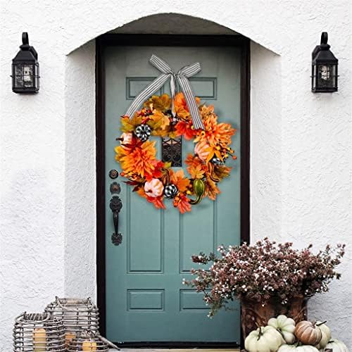 Yfqhdd 15/20 inčni jesenski venac jesen javorov list bundeve pinecone žetva vijenac za kućni dekor prednje vrata