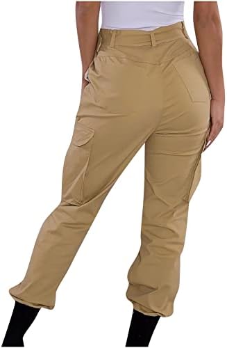 Žene casual obične visoke strukske hlače za preklopne džepove Jogger Hlače opušteno fit y2k ulična odjeća bez pojasa