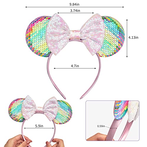 Traka za glavu za mišje uši, TEKI trake za uši sa šljokicama sa mašnom za kosu dodatna oprema za djevojčice
