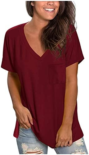 Teen Girls Jesen ljeto majica kratki rukav 2023 odjeća trendy pamuk V izrez casual bluza za žene