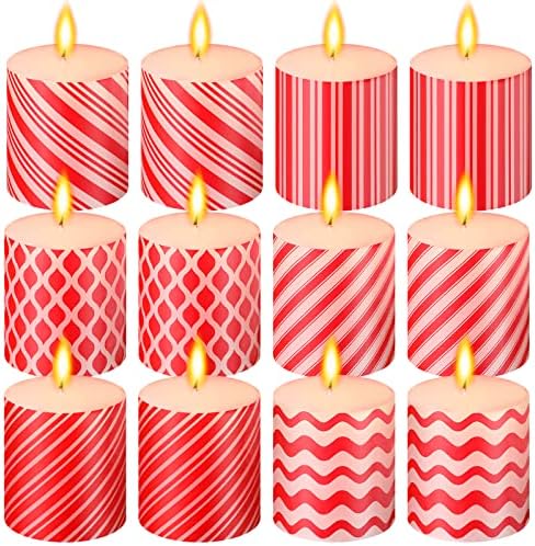 12 komada Božić Candy Cane prugaste mirisne svijeće Božić svijeće Decor Božić mirisne svijeće pokloni dugotrajne sojine svijeće za kućni Božić praznično vjenčanje, 6 stilova