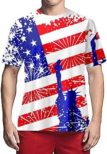 Ruiruilico Muške patriotske majice 4. jula 2023. ljetni kratki rukav vrhovi labavi fit grafički 3D