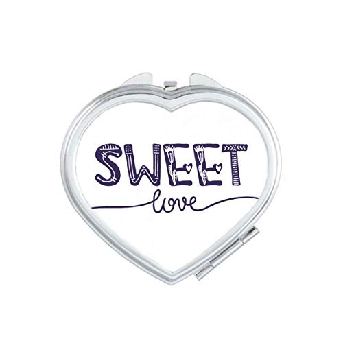 Sweet Love Cute Quote Handwrite Style Ogledalo Srce Prijenosni Ručni Džep Šminka