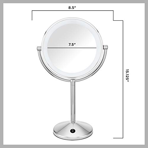 Conair Osvijetljeno ogledalo za šminkanje sa uvećanjem, LED ogledalo za ispraznost, 1x / 10x ogledalo za uvećanje,