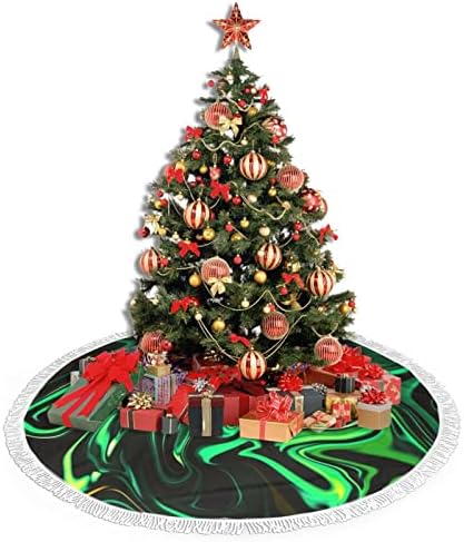 Mramorna zelena narančasta zlato crna neon apstraktna suknja za božićnu drvvu, za Xmas Holiday