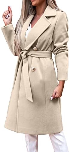 Ženski kaput od važnog vunene kapute Duga jakna dame tanki dugi remen elegantni kaputinski kapuljač kapuljača