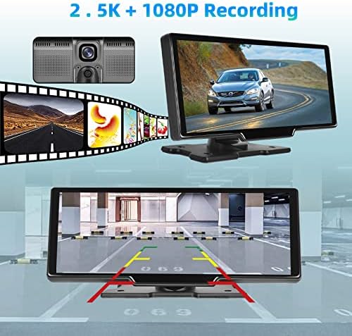 Prijenosni stereo bežični automobil i Android auto-automobil sa 2,5k crticom CASH - 9.3 HD IPS ekran, 1080p sigurnosna kopija, snimanje petlje, Bluetooth, GPS navigacijska jedinica, prijemnik za navigaciju GPS