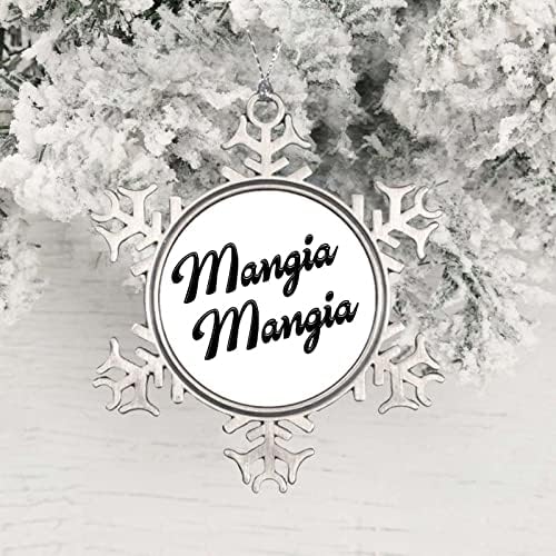 2021 Božić Ornament Snowflake okrugli metalni ukrasi za Božić Mangia Mangia Funny ideje za
