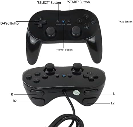 Crna Nova ožičena Classic Retro kontroler CONSOLE PRO kompatibilan je za Nintendo Wii