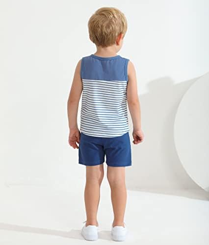 TODDLER Boy odjeća Baby Ljetni odjeću Striped The Tank The The Majica + čvrste kratke hlače 2pcs Set odjeće