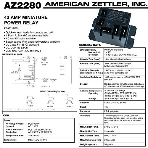 Zettler Mini relej AZ2280-1C - 24AF 30A 277VAC 28VDC -univerzalni 24 AC Volt