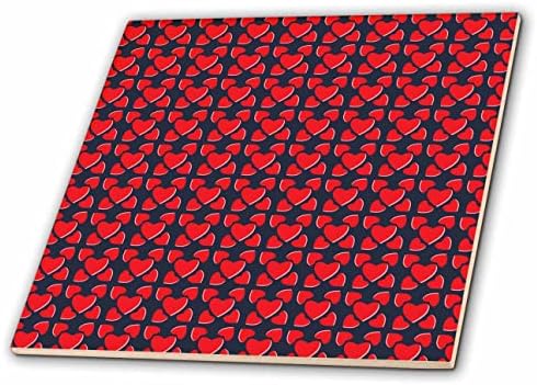 3drose Anne Marie Baugh-Valentine Patterns-slatka crvena kvadratna srca uzorak-Tiles